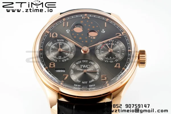 IWC Portugieser Perpetual Calendar IW503404 RG APSF 1:1 Best Edition Grå urskive på brun læderrem A52610 Clone - Super Clone Watch | 1:1 Best Version