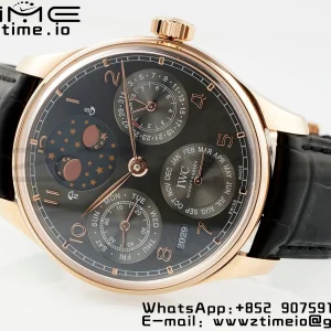 IWC Portugieser Perpetual Calendar IW503404 RG APSF 1:1 Best Edition Grå urskive på brun læderrem A52610 Clone - Super Clone Watch | 1:1 Best Version
