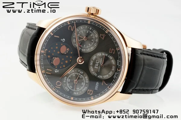 IWC Portugieser Perpetual Calendar IW503404 RG APSF 1:1 Best Edition Grå urskive på brun læderrem A52610 Clone - Super Clone Watch | 1:1 Best Version