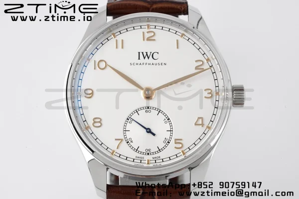 IWC Portuguese IW358303 ZF 1:1ベスト・エディション SS ホワイトダイアル RGマーカー ブラウン・レザーストラップ A82200 - スーパークローン時計 | 1:1ベスト・バージョン