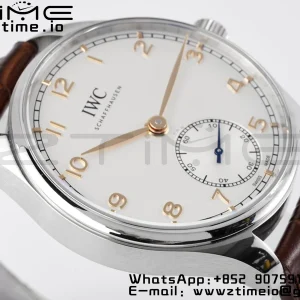 IWC Portuguese IW358303 ZF 1:1ベスト・エディション SS ホワイトダイアル RGマーカー ブラウン・レザーストラップ A82200 - スーパークローン時計 | 1:1ベスト・バージョン