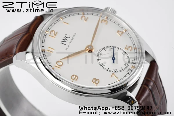 IWC Portuguese IW358303 ZF 1:1ベスト・エディション SS ホワイトダイアル RGマーカー ブラウン・レザーストラップ A82200 - スーパークローン時計 | 1:1ベスト・バージョン