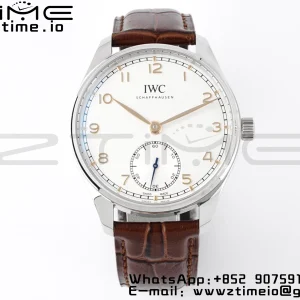 IWC Portuguese IW358303 ZF 1:1 Best Edition SS White Dial RG Markers on Brown Leather Strap A82200 - Super Clone Watch | 1:1 Best Version