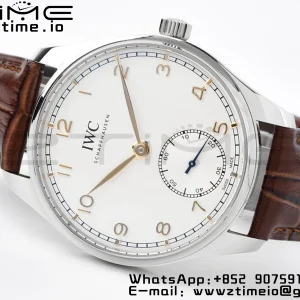 IWC Portuguese IW358303 ZF 1:1ベスト・エディション SS ホワイトダイアル RGマーカー ブラウン・レザーストラップ A82200 - スーパークローン時計 | 1:1ベスト・バージョン