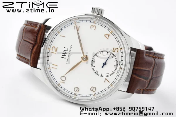 IWC Portuguese IW358303 ZF 1:1ベスト・エディション SS ホワイトダイアル RGマーカー ブラウン・レザーストラップ A82200 - スーパークローン時計 | 1:1ベスト・バージョン
