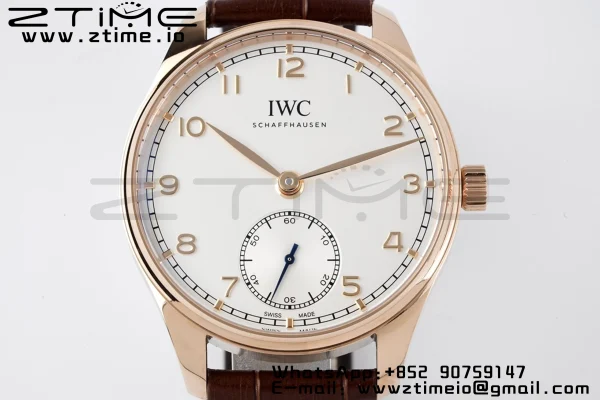 IWC Portuguese IW358306 RG ZF 1:1 Best Edition SS White Dial on Brwon Leather Strap A82200 - Super Clone Watch | 1:1 Best Version