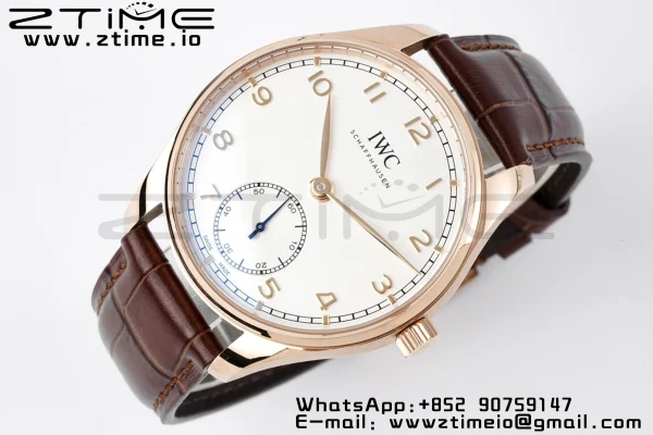 IWC Portuguese IW358306 RG ZF 1:1 Best Edition SS White Dial on Brwon Leather Strap A82200 - Super Clone Watch | 1:1 Best Version