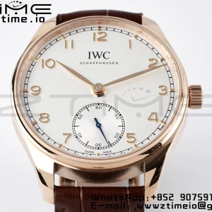 IWC Portuguese IW358306 RG ZF 1:1 Best Edition SS White Dial on Brwon Leather Strap A82200 - Super Clone Watch | 1:1 Best Version