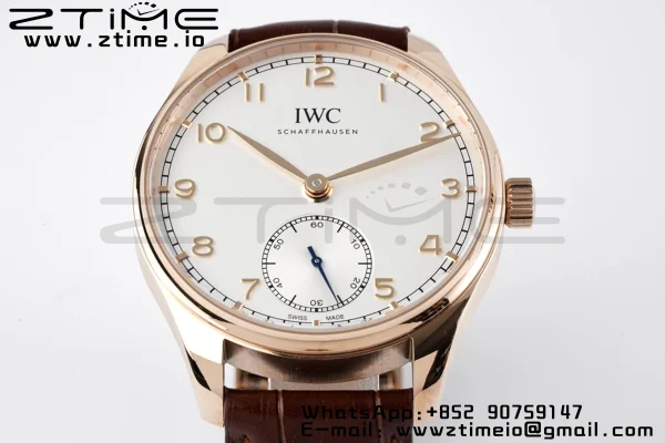 IWC Portuguese IW358306 RG ZF 1:1 Best Edition SS White Dial on Brwon Leather Strap A82200 - Super Clone Watch | 1:1 Best Version