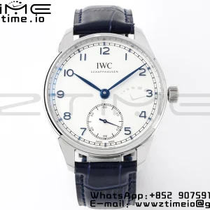 IWC Portuguese IW358304 ZF 1:1 Best Edition SS White Dial Blue Markers on Blue Leather Strap A82200 - Super Clone Watch | 1:1 Best Version