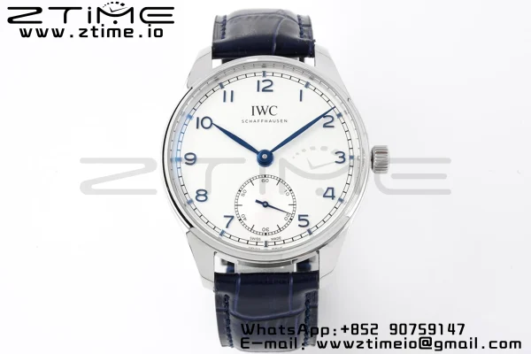 IWC Portuguese IW358304 ZF 1:1 Best Edition SS White Dial Blue Markers on Blue Leather Strap A82200 - Super Clone Watch | 1:1 Best Version
