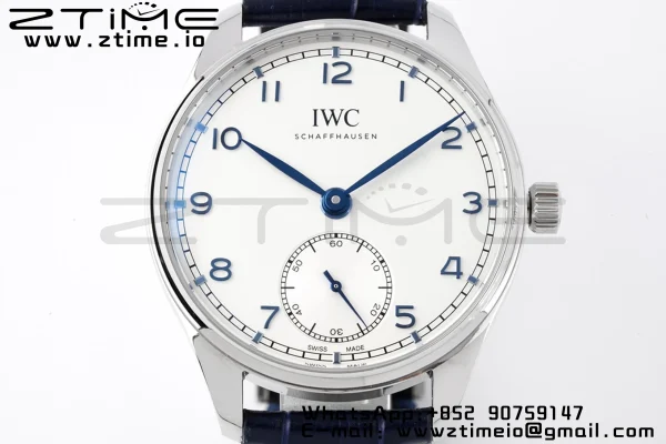 IWC Portuguese IW358304 ZF 1:1 Best Edition SS White Dial Blue Markers on Blue Leather Strap A82200 - Super Clone Watch | 1:1 Best Version