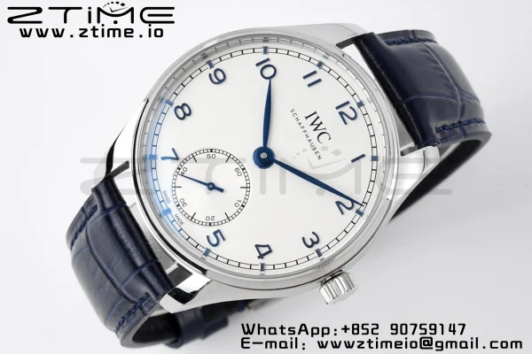 IWC Portuguese IW358304 ZF 1:1 Best Edition SS White Dial Blue Markers on Blue Leather Strap A82200 - Super Clone Watch | 1:1 Best Version