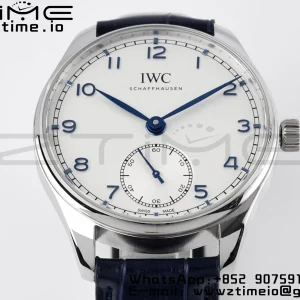 IWC Portuguese IW358304 ZF 1:1 Best Edition SS White Dial Blue Markers on Blue Leather Strap A82200 - Super Clone Watch | 1:1 Best Version