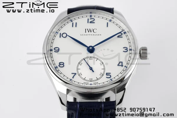 IWC Portuguese IW358304 ZF 1:1 Best Edition SS White Dial Blue Markers on Blue Leather Strap A82200 - Super Clone Watch | 1:1 Best Version