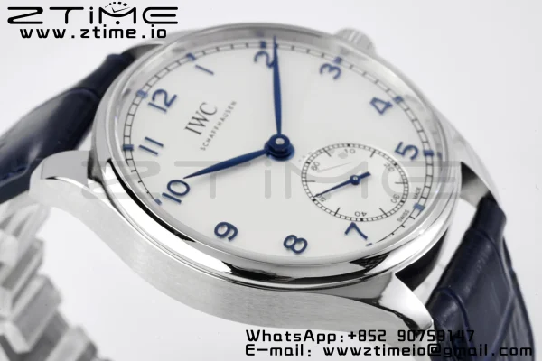 IWC Portuguese IW358304 ZF 1:1 Best Edition SS White Dial Blue Markers on Blue Leather Strap A82200 - Super Clone Watch | 1:1 Best Version