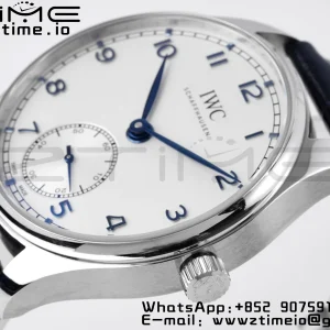 IWC Portuguese IW358304 ZF 1:1 Best Edition SS White Dial Blue Markers on Blue Leather Strap A82200 - Super Clone Watch | 1:1 Best Version