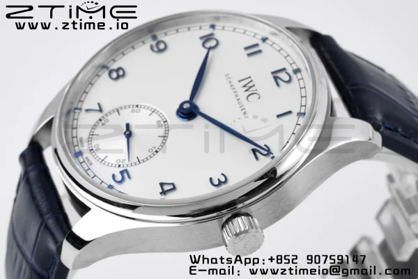 IWC Portuguese IW358304 ZF 1:1 Best Edition SS White Dial Blue Markers on Blue Leather Strap A82200 - Super Clone Watch | 1:1 Best Version