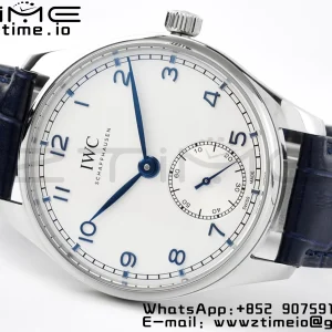 IWC Portuguese IW358304 ZF 1:1 Best Edition SS White Dial Blue Markers on Blue Leather Strap A82200 - Super Clone Watch | 1:1 Best Version
