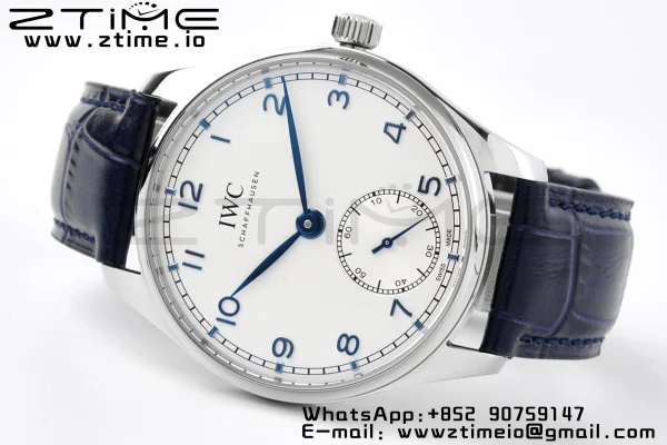 IWC Portuguese IW358304 ZF 1:1 Best Edition SS White Dial Blue Markers on Blue Leather Strap A82200 - Super Clone Watch | 1:1 Best Version