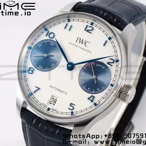 IWC Portuguese Real PR IW500715 SS AZF 1:1 Best Edition Λευκό/Μπλε καντράν σε μπλε δερμάτινο λουράκι A52010 - Super Clone Watch | 1:1 Best Version