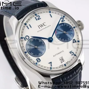 IWC Portuguese Real PR IW500715 SS AZF 1:1 Best Edition Λευκό/Μπλε καντράν σε μπλε δερμάτινο λουράκι A52010 - Super Clone Watch | 1:1 Best Version