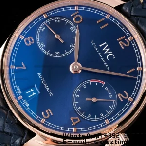IWC Πορτογαλική Real PR IW500713 AZF 1:1 Best Edition Blue Dial on Blue Woven Leather Strap A52010 - Super Clone Watch | 1:1 Best Version