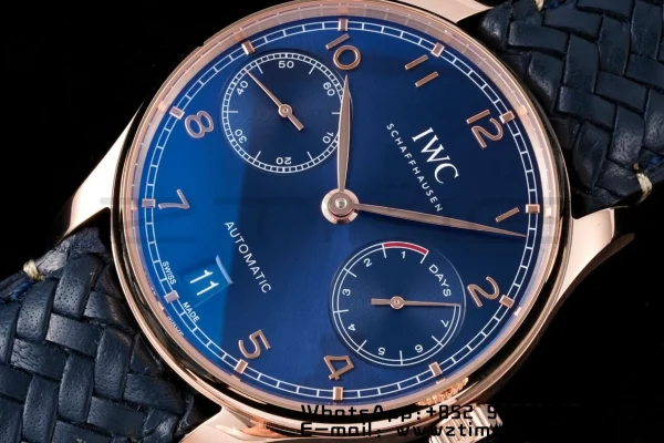 IWC Πορτογαλική Real PR IW500713 AZF 1:1 Best Edition Blue Dial on Blue Woven Leather Strap A52010 - Super Clone Watch | 1:1 Best Version
