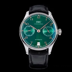 IWC Portuguese Real PR IW500708 AZF 1:1 Best Edition Green Dial on Green Leather Strap A52010 - Super Clone Watch | 1:1 Best Version