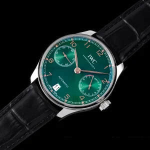 IWC Portuguese Real PR IW500708 AZF 1:1 Best Edition Green Dial on Green Leather Strap A52010 - Super Clone Watch | 1:1 Best Version