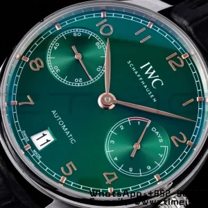 IWC Portuguese Real PR IW500708 AZF 1:1 Best Edition Green Dial on Green Leather Strap A52010 - Super Clone Watch | 1:1 Best Version