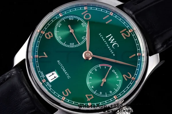 IWC Portuguese Real PR IW500708 AZF 1:1 Best Edition Green Dial on Green Leather Strap A52010 - Super Clone Watch | 1:1 Best Version