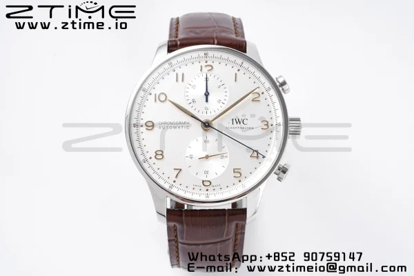 IWC Portuguese Chrono IW371604 ZF 1:1 Best Edition White Dial on Black Leather Strap A69355 - Super Clone Watch | 1:1 Best Version