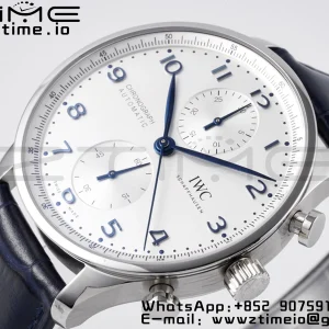IWC ポルトギーゼ・クロノ IW371605 ZF 1:1ベスト・エディション ホワイトダイアル ブルーレザーストラップ A69355 - スーパークローン・ウォッチ｜1:1ベスト・バージョン