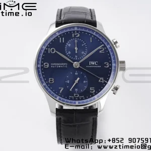 IWC Portuguese Chrono IW371606 ZF 1:1 Best Edition Blue Dial on Blue Leather Strap A69355 - Super Clone Watch | 1:1 Best Version