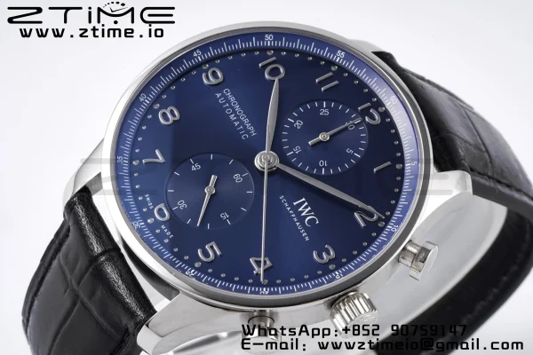 IWC ポルトギーゼ・クロノ IW371606 ゼット・エフ 1:1ベスト・エディション ブルーダイアル ブルーレザーストラップ A69355 - スーパークローン・ウォッチ｜1:1ベスト・バージョン