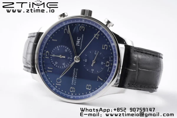 IWC ポルトギーゼ・クロノ IW371606 ゼット・エフ 1:1ベスト・エディション ブルーダイアル ブルーレザーストラップ A69355 - スーパークローン・ウォッチ｜1:1ベスト・バージョン