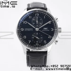 IWC Portuguese Chrono IW371609 ZF 1:1 Best Edition Black  Dial on Black Leather Strap A69355 - Super Clone Watch | 1:1 Best Version