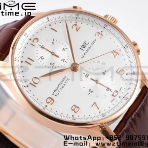 IWC Portuguese Chrono IW371482 RG ZF 1:1 Best Edition White Dial on Brown Leather Strap DD7750 - Super Clone Watch | 1:1 Best Version