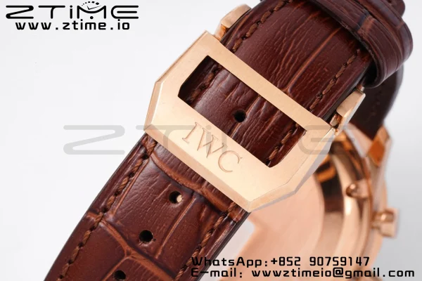 IWC Portuguese Chrono IW371482 RG ZF 1:1 Best Edition White Dial on Brown Leather Strap DD7750 - Super Clone Watch | 1:1 Best Version