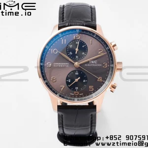 IWC Portuguese Chrono IW371482 RG  ZF 1:1 Best Edition Gray Dial on Black Leather Strap DD7750 - Super Clone Watch | 1:1 Best Version