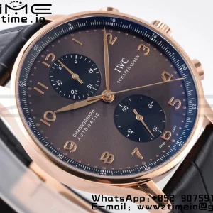 IWC ポルトギーゼ・クロノ IW371482 RG ZF 1:1ベスト・エディション ブラックのレザーストラップ、グレーの文字盤 DD7750 - スーパークローン・ウォッチ｜1:1ベスト・バージョン