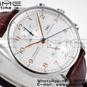 IWC Portugalin Chrono IW371445 ZF 1:1 Best Edition White Dial ruskealla nahkahihnalla DD7750 - Super Clone Watch | 1:1 Best Version