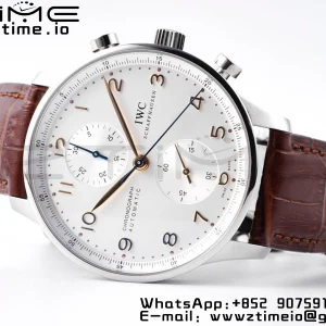 IWC Portugalin Chrono IW371445 ZF 1:1 Best Edition White Dial ruskealla nahkahihnalla DD7750 - Super Clone Watch | 1:1 Best Version