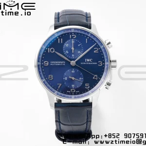 IWC Portuguese Chrono IW371491 ZF 1:1 Best Edition Blue Dial on Blue Leather Strap DD7750 - Super Clone Watch | 1:1 Best Version