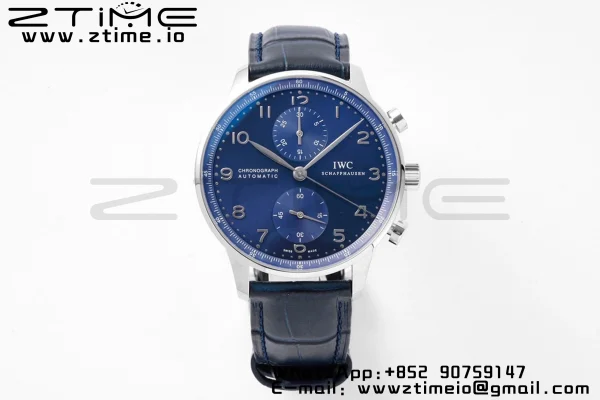 IWC Portuguese Chrono IW371491 ZF 1:1 Best Edition Blue Dial on Blue Leather Strap DD7750 - Super Clone Watch | 1:1 Best Version