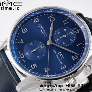 IWC Portuguese Chrono IW371491 ZF 1:1 Best Edition Blue Dial on Blue Leather Strap DD7750 - Super Clone Watch | 1:1 Best Version