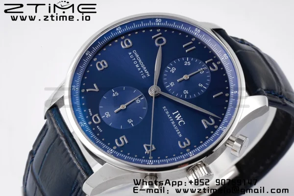 IWC Portuguese Chrono IW371491 ZF 1:1 Best Edition Blue Dial on Blue Leather Strap DD7750 - Super Clone Watch | 1:1 Best Version