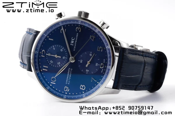 IWC Portuguese Chrono IW371491 ZF 1:1 Best Edition Blue Dial on Blue Leather Strap DD7750 - Super Clone Watch | 1:1 Best Version