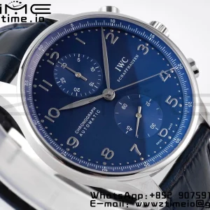 IWC Portuguese Chrono IW371491 ZF 1:1 Best Edition Blue Dial on Blue Leather Strap DD7750 - Super Clone Watch | 1:1 Best Version